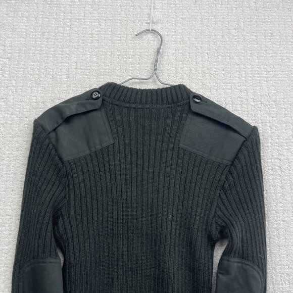 VTG 1983 Standard Knitting LTD Military Sweater Green Wool Pullover Patches Read - Picture 10 of 11